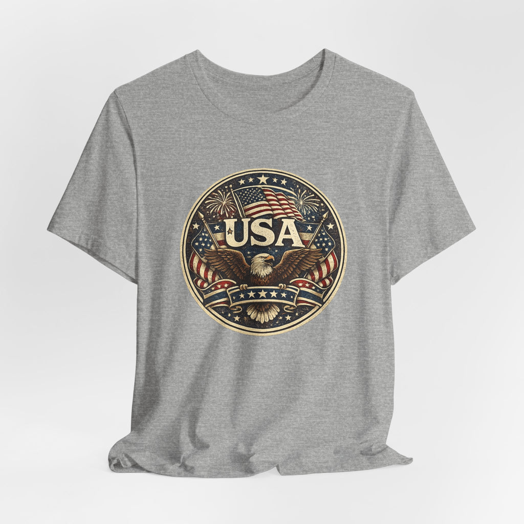 USA Eagle Vintage Patriotic T-Shirt — American Flag Graphic Tee