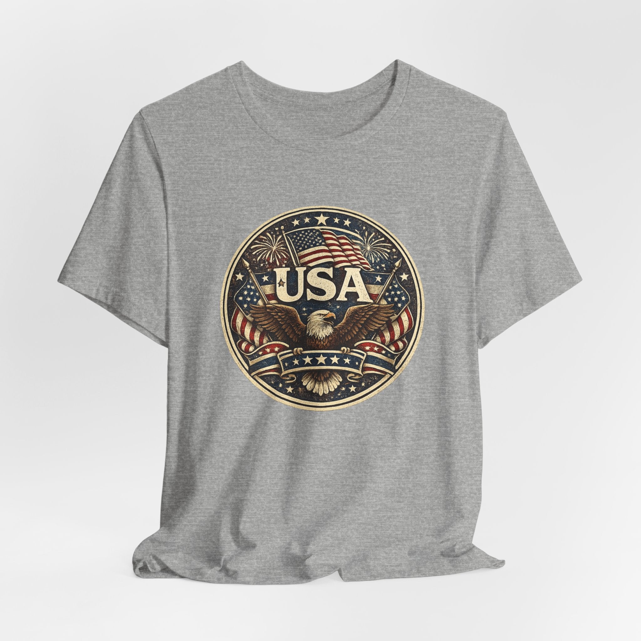 USA Eagle Vintage Patriotic T-Shirt — American Flag Graphic Tee