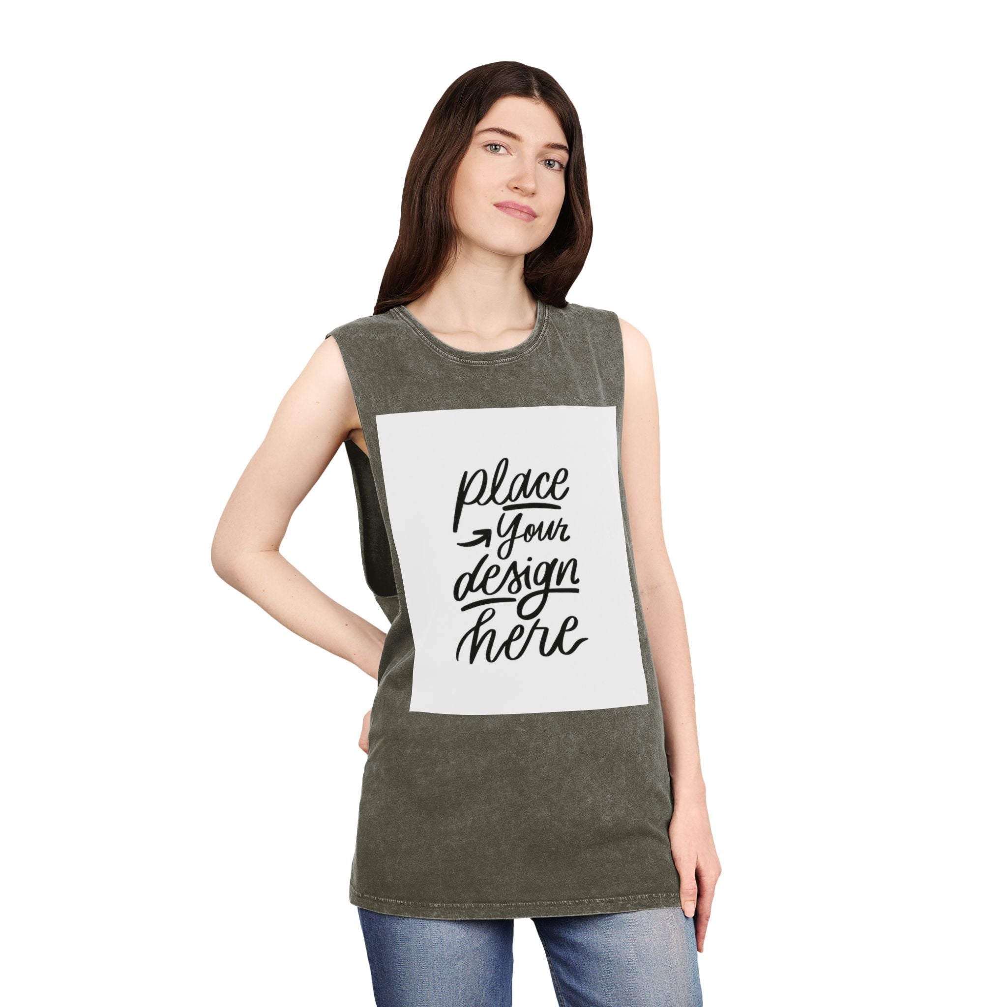Custom Stonewash Muscle Tank — Vintage Wash Sleeveless Top