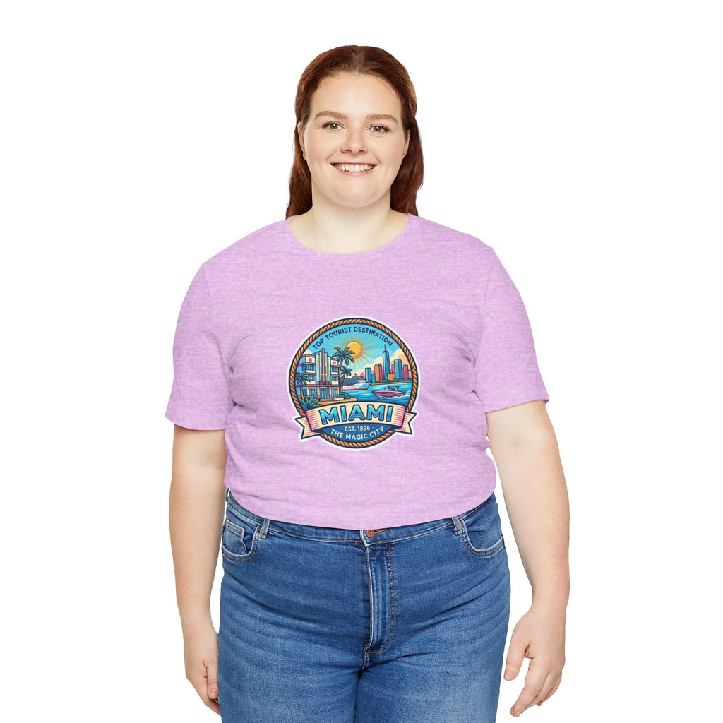 Miami Beach Vintage Logo Tee — Miami Skyline Sunset T‑Shirt