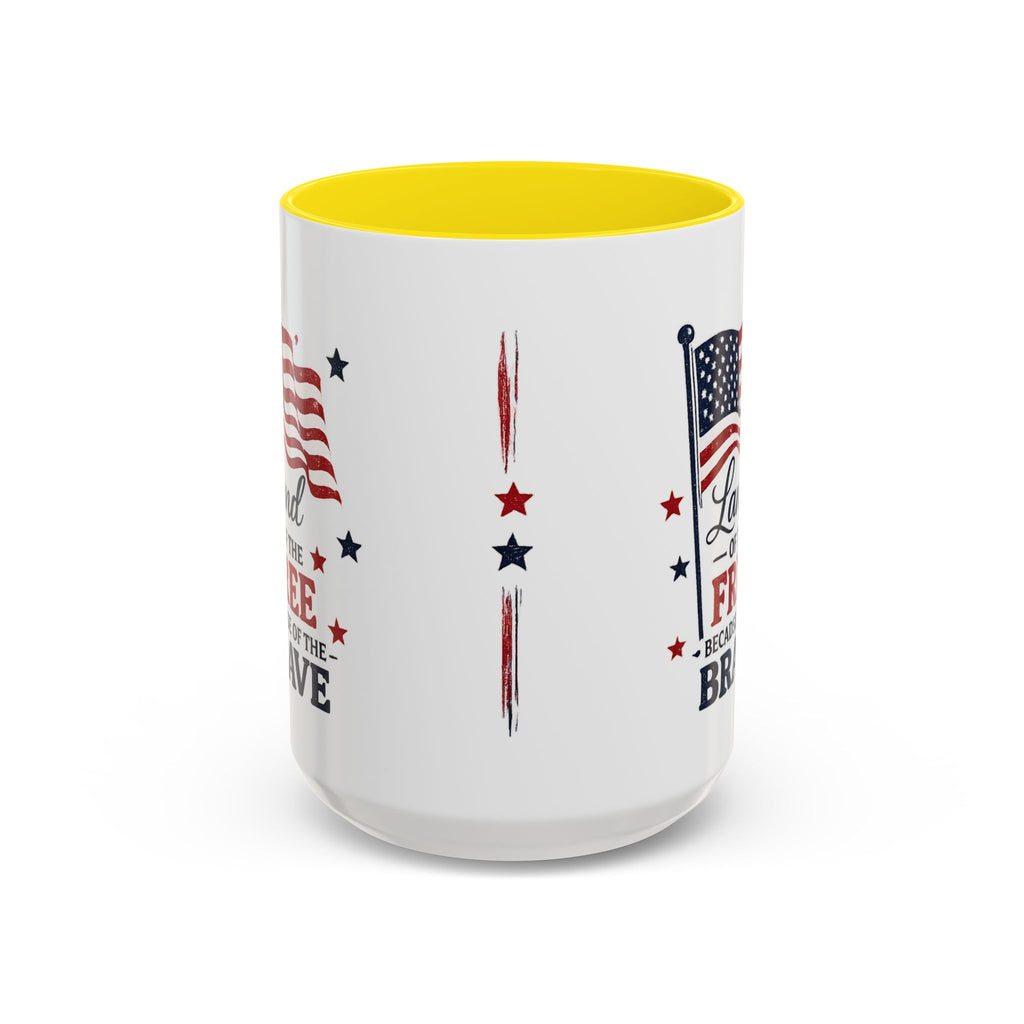 Patriotic Coffee Mug — "Land of the Free Because of the Brave" Accent Mug