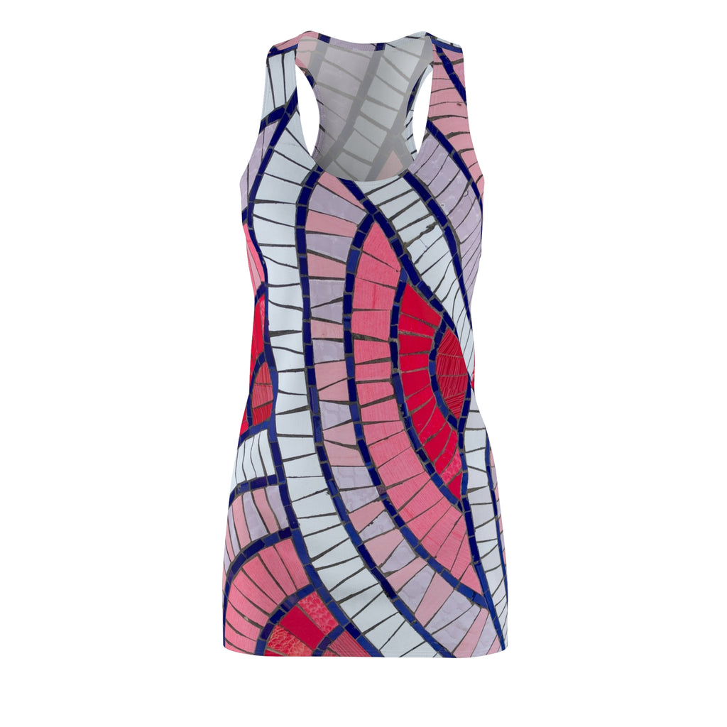 Racerback Dress - Pink & Red Abstract Wave Print