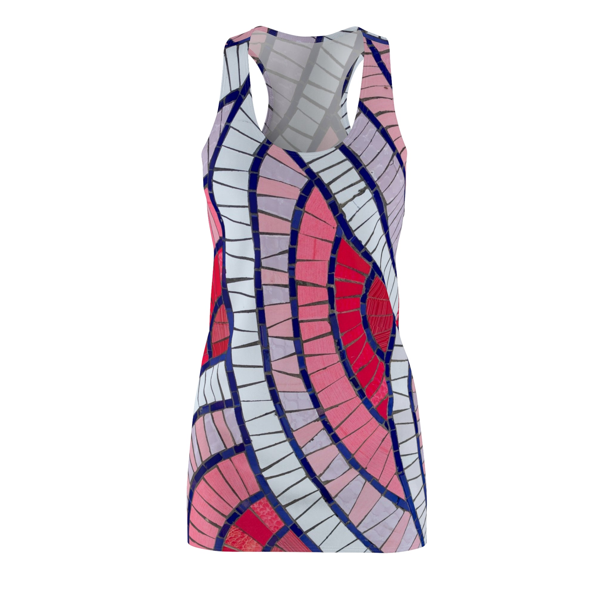 Racerback Dress - Pink & Red Abstract Wave Print