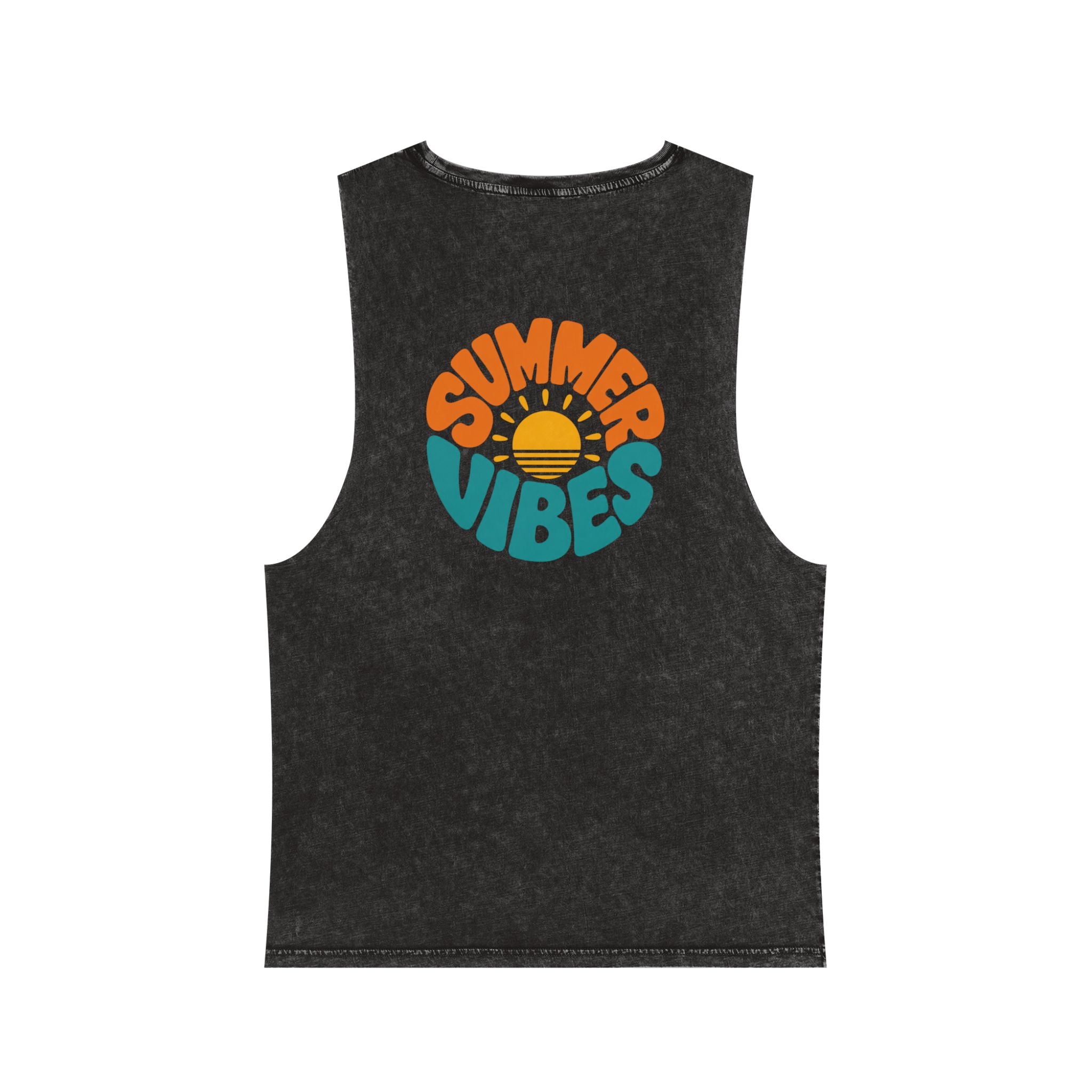 Summer Vibes Stonewash Tank Top — Retro Sunset Graphic Tank