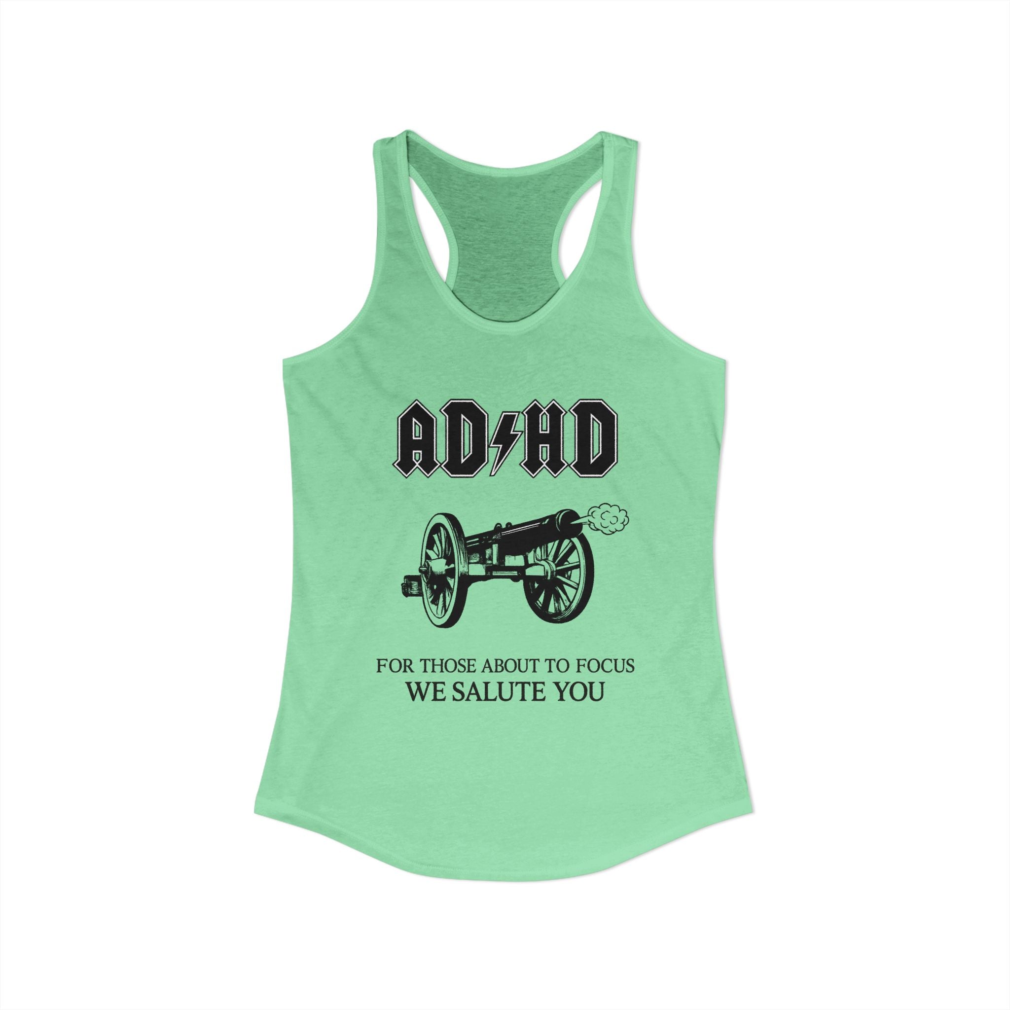 ADHD AC/DC Tank — "For Those About to Focus We Salute You" Graphic T-Shirt