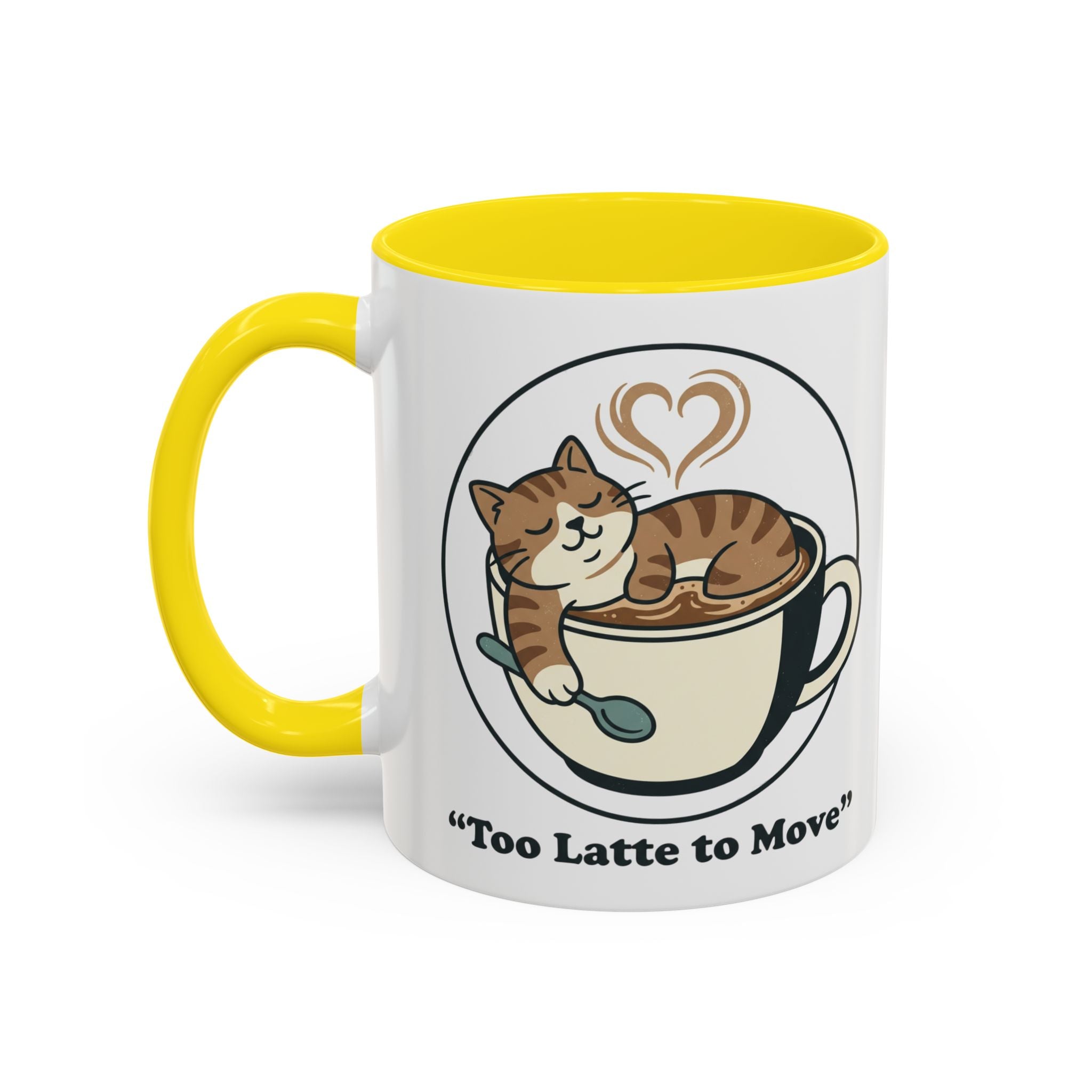 Latte Cat Coffee Mug – "Don't Wake Me, I'll Move" Cute Cat Latte Art Ceramic Accent Mug