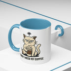 Cat Lover Coffee Mug – Cute Cat Illustration ‘Coffee’ Accent Ceramic Mug (11/15oz)