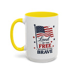 Patriotic Coffee Mug — "Land of the Free Because of the Brave" Accent Mug
