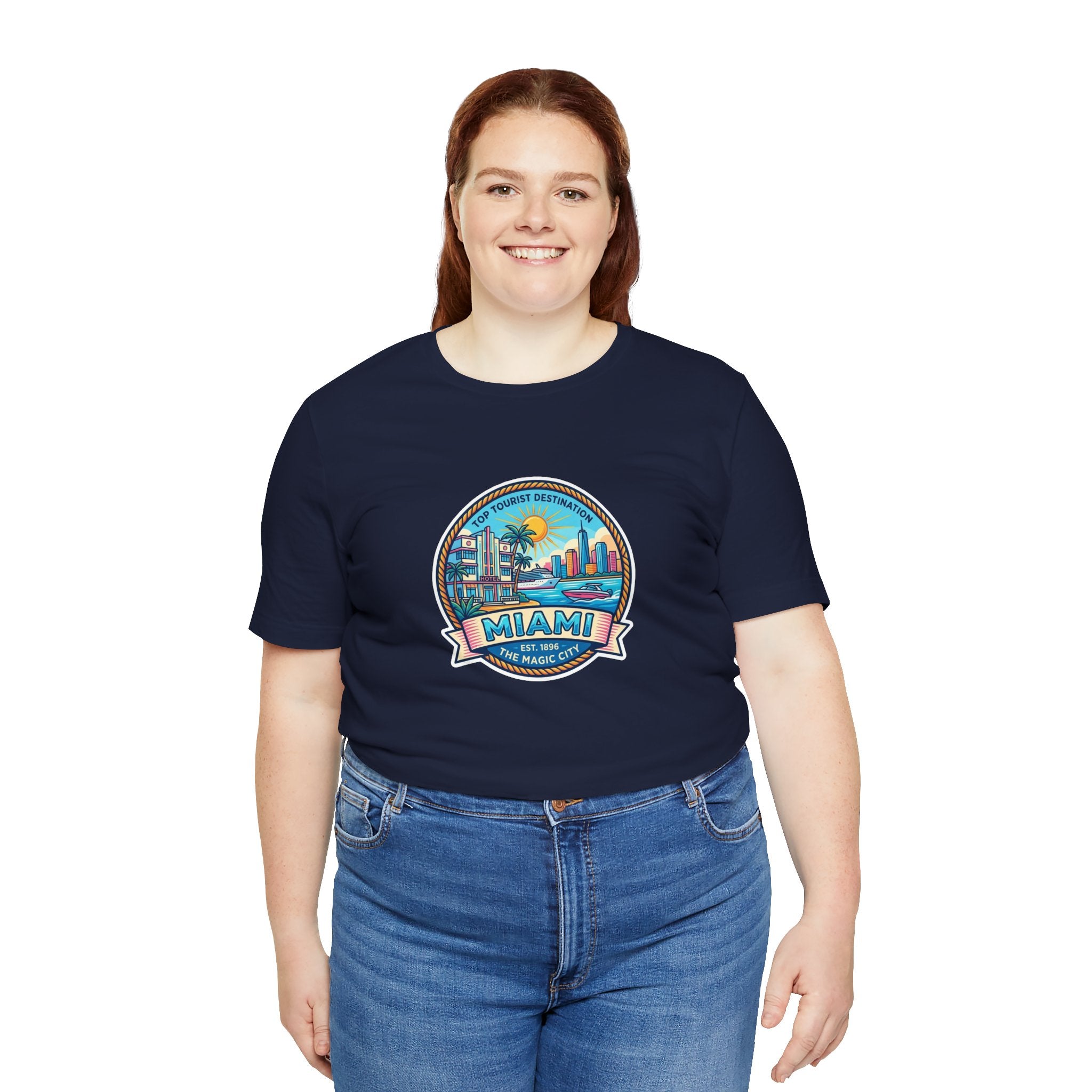 Miami Beach Vintage Logo Tee — Miami Skyline Sunset T‑Shirt