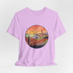 Sunset Tuscan Landscape T-Shirt — Vintage Italian Countryside Graphic Tee