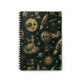 Charles Mèliés Vibe Spiral Notebook — Moon, Sun & Victorian Space Pattern (Ruled)