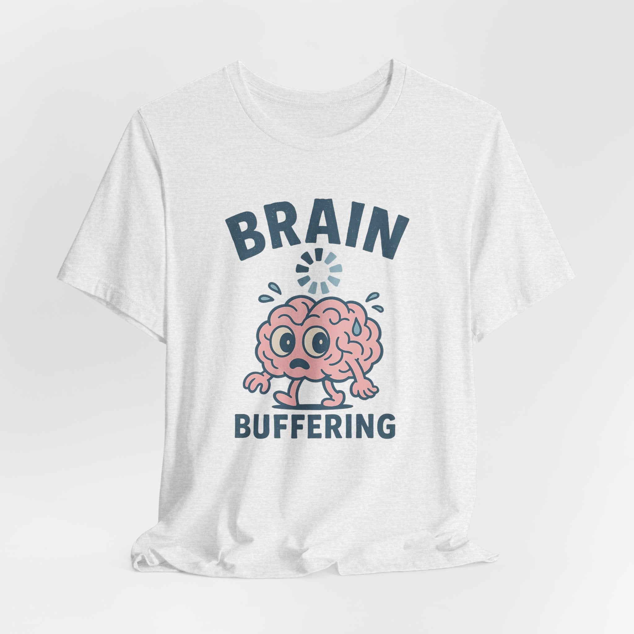 Brain Buffering T‑Shirt — Cute Cartoon Brain Graphic Tee for Neuro Humor