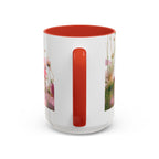 Floral Cosmos Accent Coffee Mug — Pink Wildflower Tea & Coffee Cup (11/15oz)