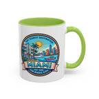 Miami Vintage Travel Accent Coffee Mug – 'Miami' Scenic Beach & Skyline Design (11/15oz)