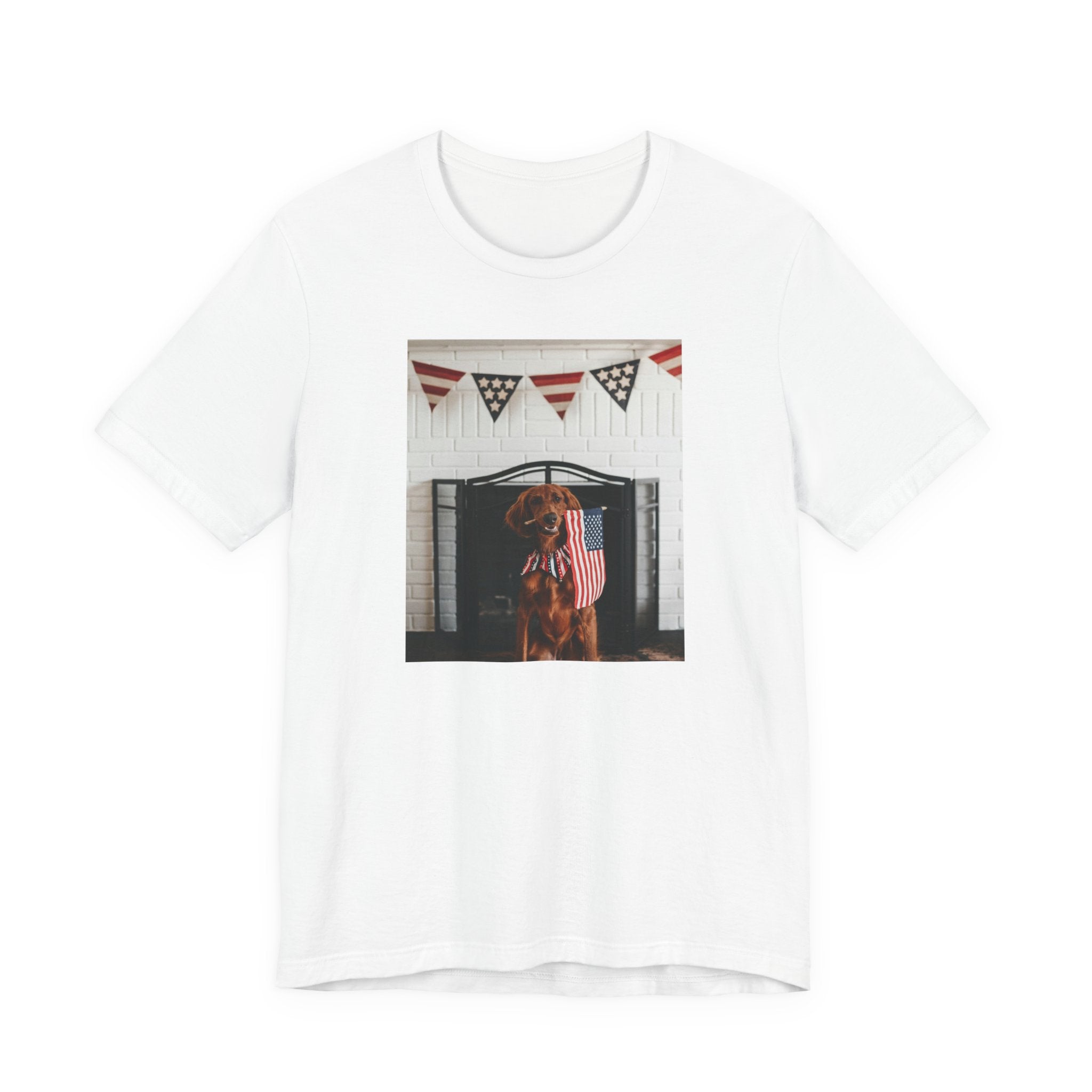 Patriotic Dog T-Shirt - Photo Print with American Flag Bunting