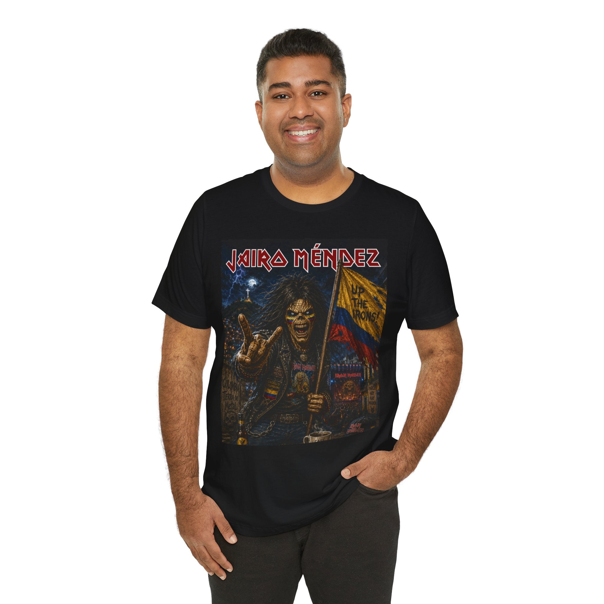 Jairo Méndez Metal Band Tee — Iron Maiden Flag T‑Shirt