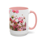 Floral Cosmos Accent Coffee Mug — Pink Wildflower Tea & Coffee Cup (11/15oz)