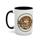 Cat Coffee Mug — Cute Orange Kitty Holding ‘Coffee’ Accent Ceramic Mug (11/15 oz)