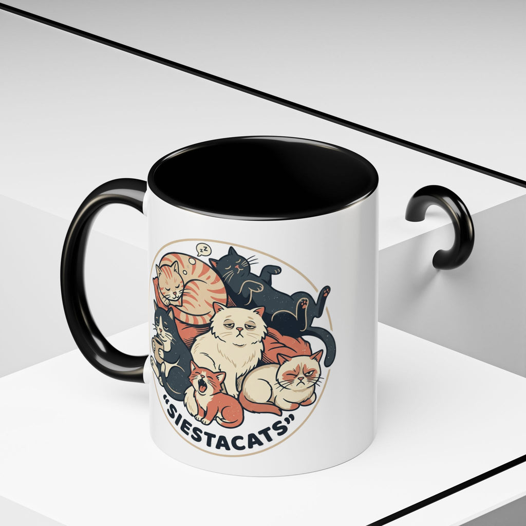Cat Jester Accent Coffee Mug – Whimsical Vintage Cat Illustration (11/15oz)