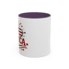 America Flag Accent Coffee Mug - Patriotic 11/15oz Tea Cup