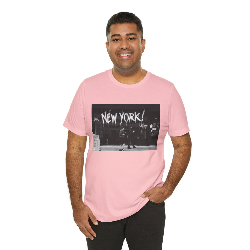 New York City Skyline Tee — Vintage Black & White 'NEW YORK!' Graphic Shirt