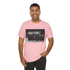 New York City Skyline Tee — Vintage Black & White 'NEW YORK!' Graphic Shirt