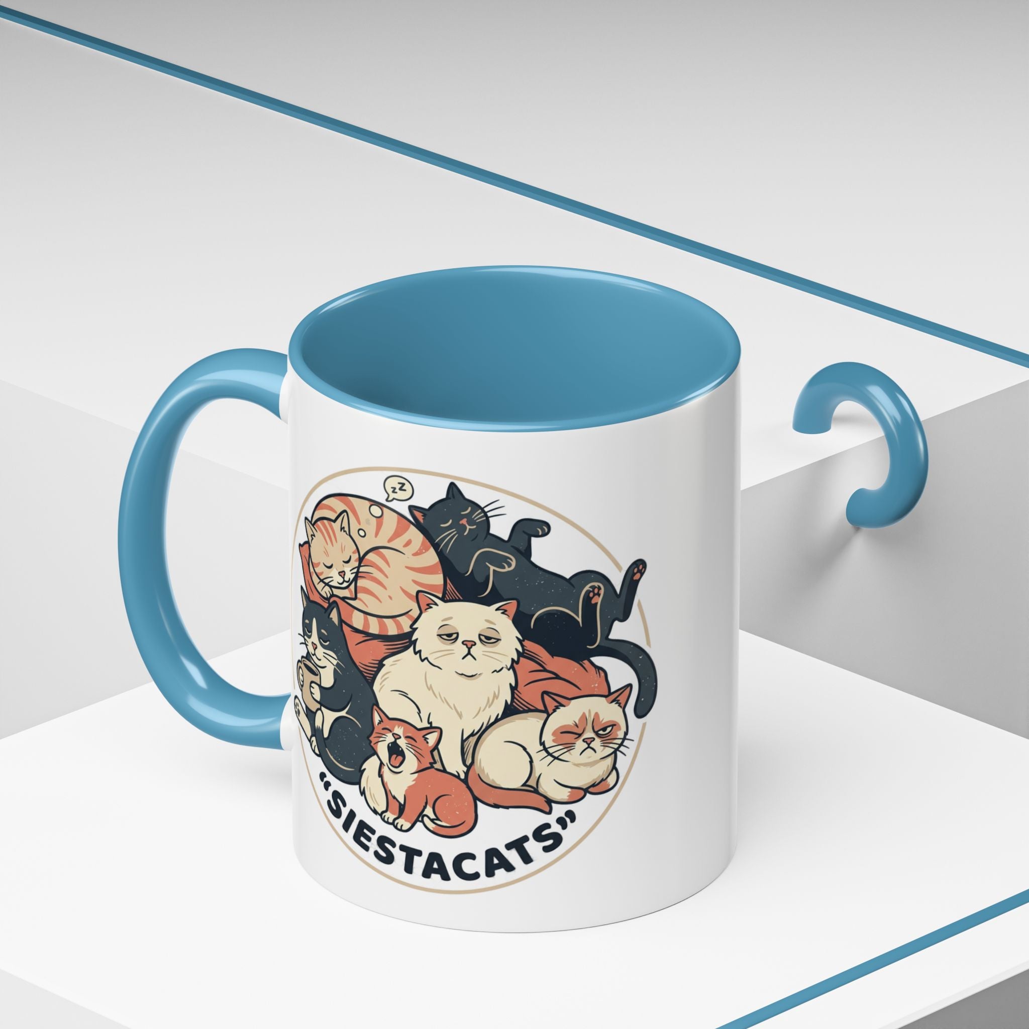 Cat Jester Accent Coffee Mug – Whimsical Vintage Cat Illustration (11/15oz)