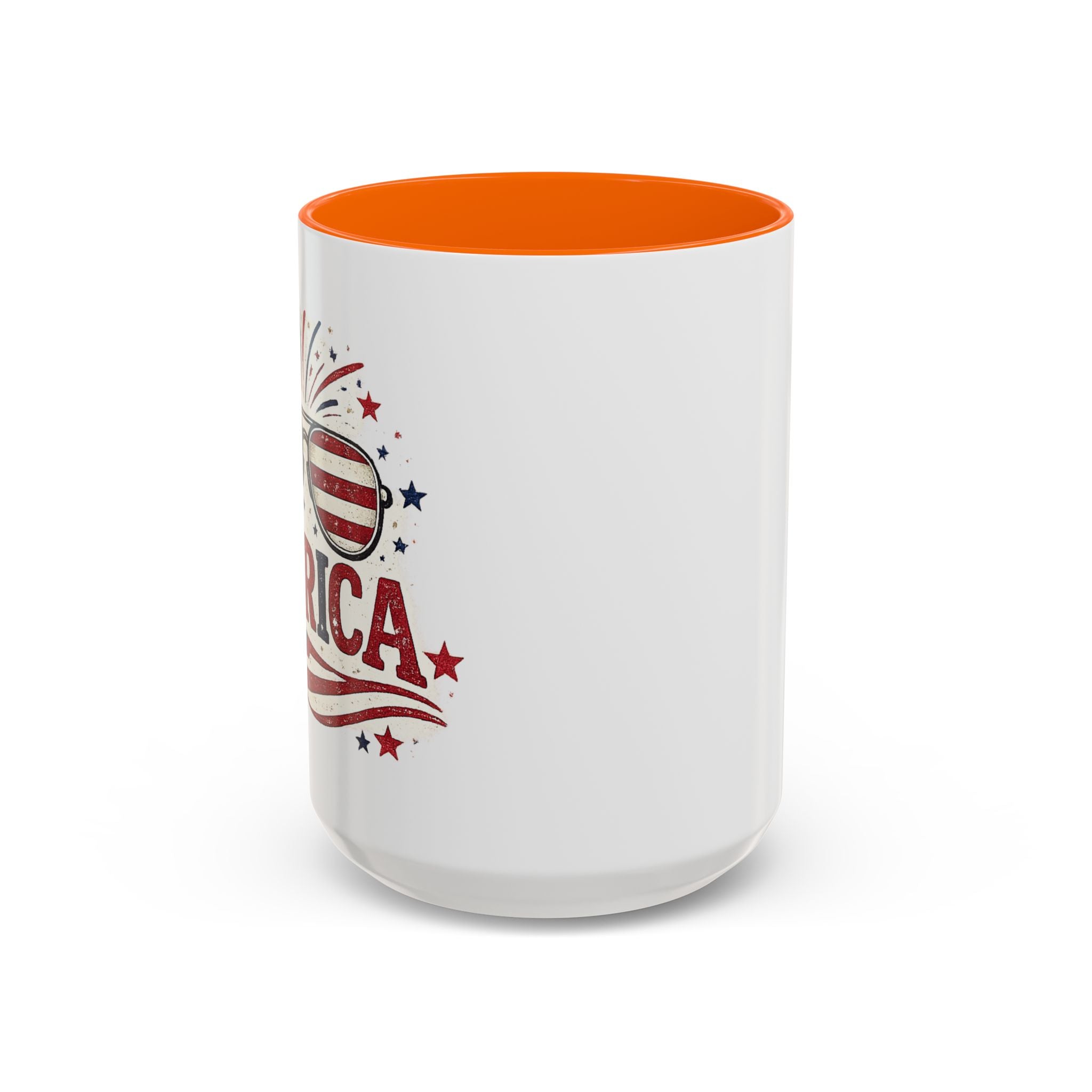 America Flag Accent Coffee Mug - Patriotic 11/15oz Tea Cup