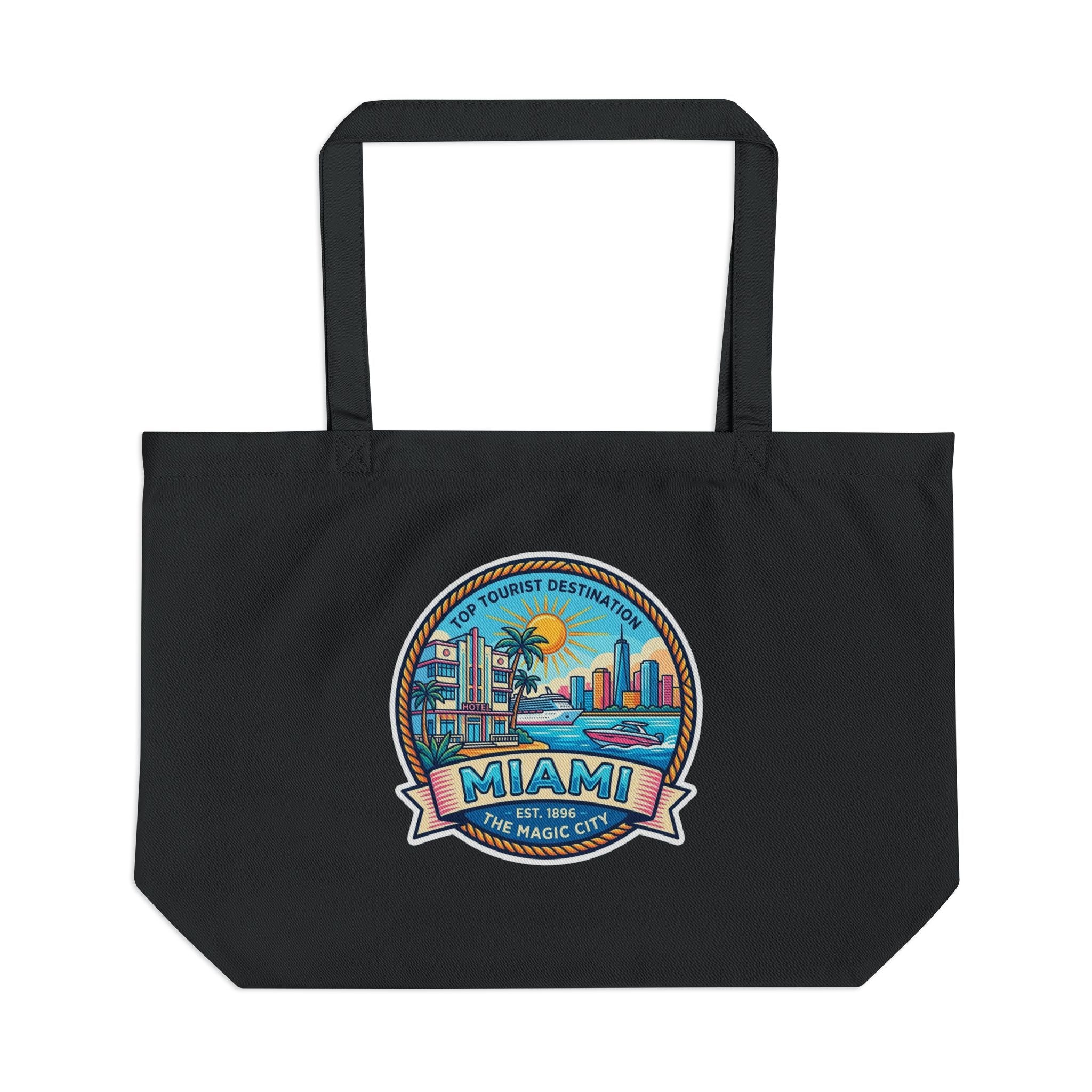 Miami Scenic Tote Bag — Vintage Beach City Graphic Eco Tote