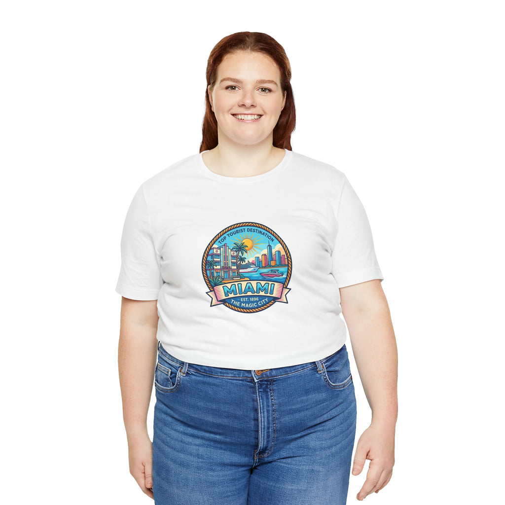 Miami Beach Vintage Logo Tee — Miami Skyline Sunset T‑Shirt