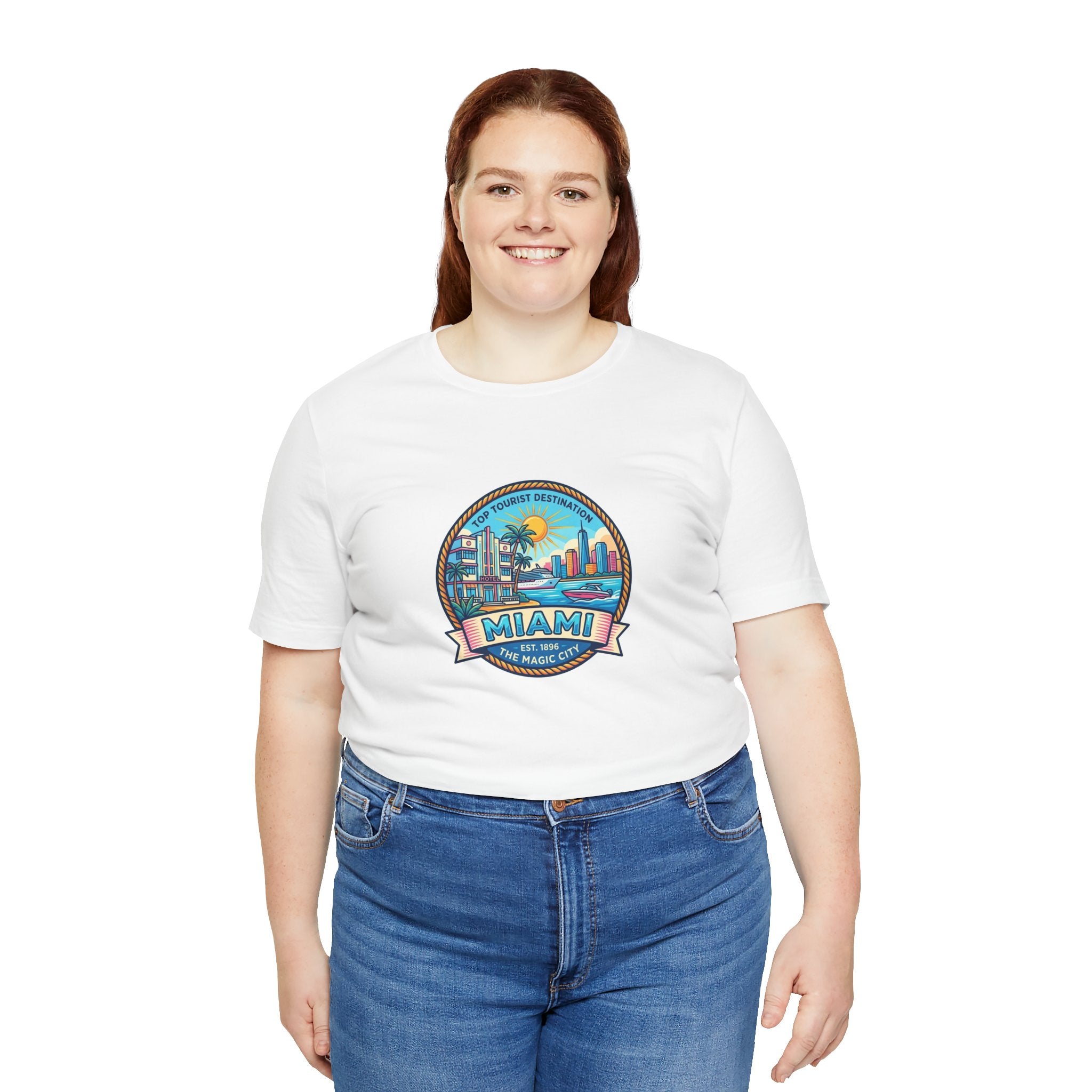 Miami Beach Vintage Logo Tee — Miami Skyline Sunset T‑Shirt