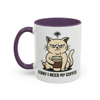 Cat Lover Coffee Mug – Cute Cat Illustration ‘Coffee’ Accent Ceramic Mug (11/15oz)