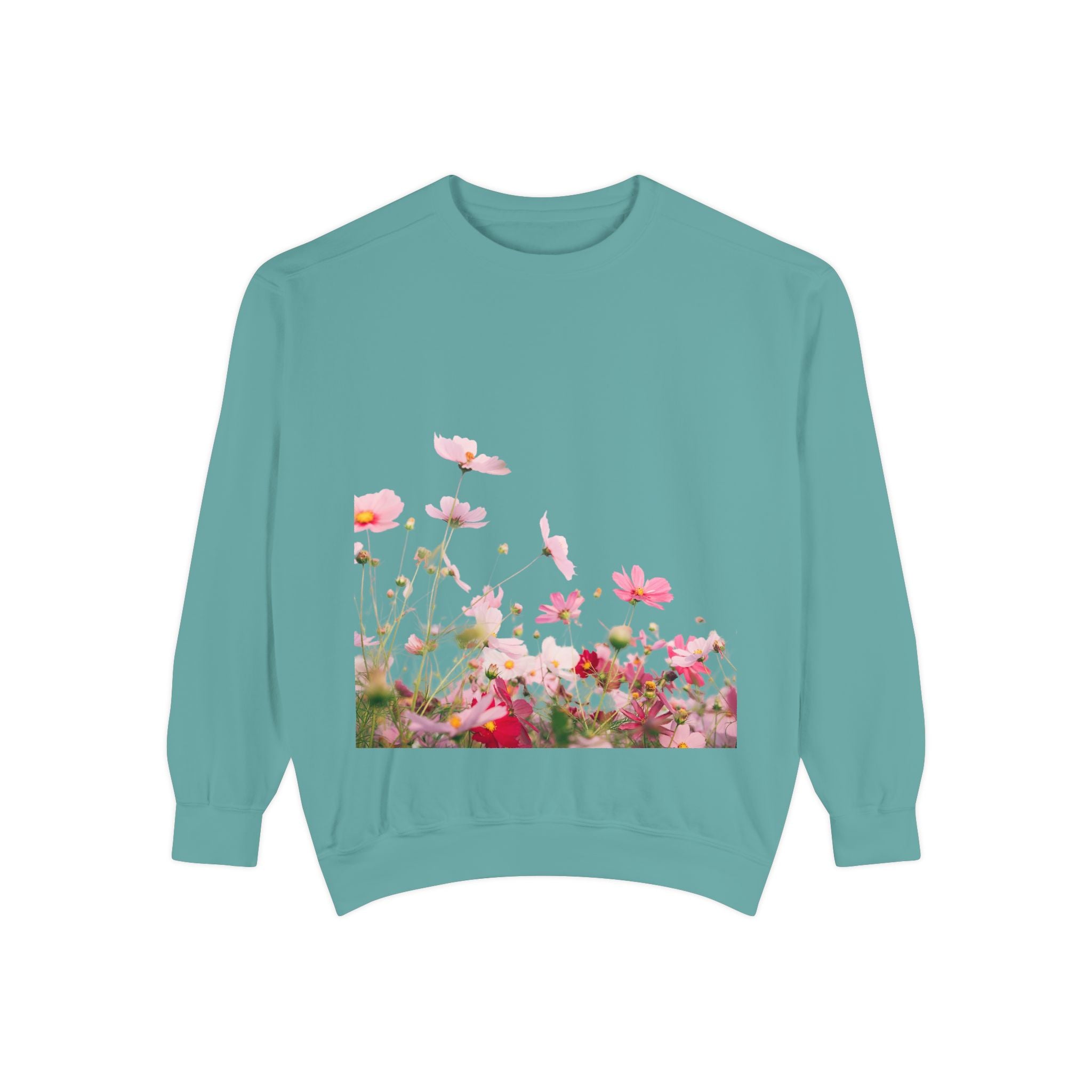 Floral Meadow Sweatshirt — Pink Cosmos Garden Crewneck