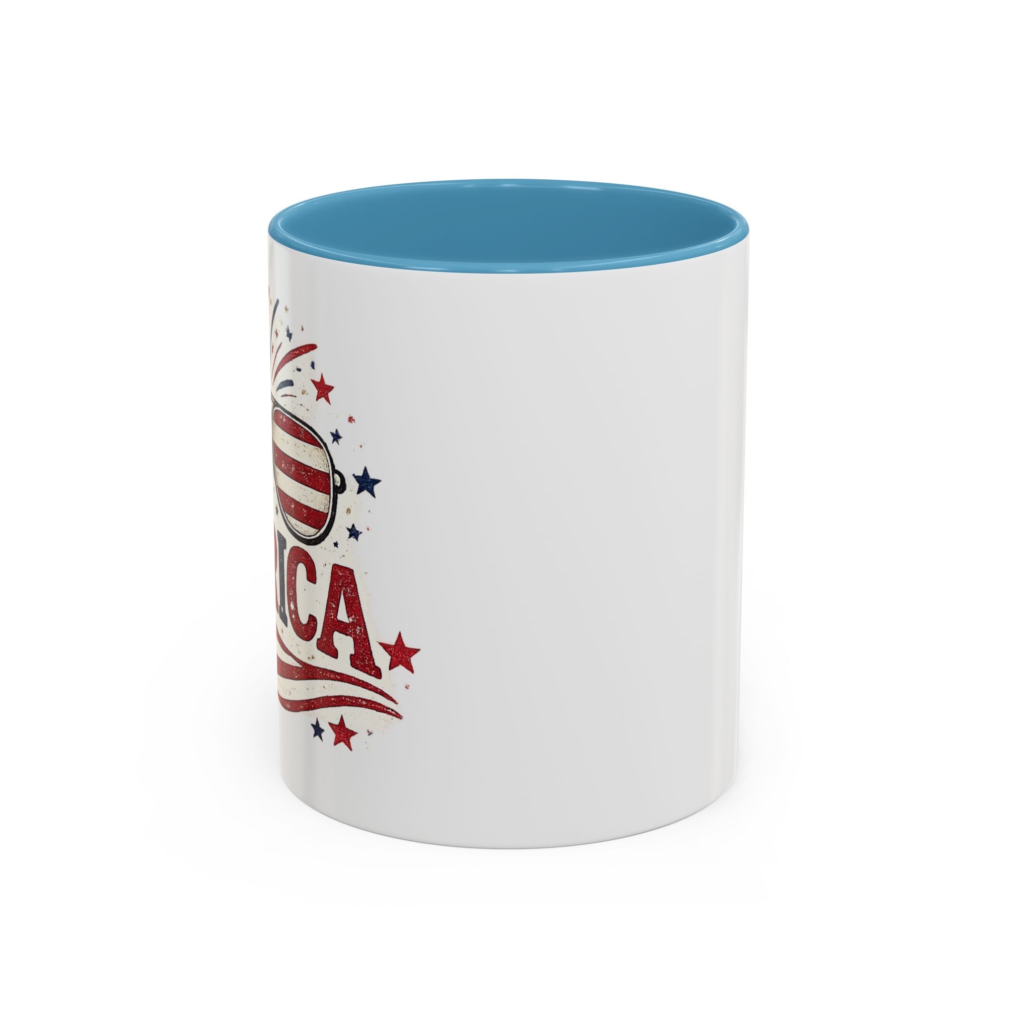 America Flag Accent Coffee Mug - Patriotic 11/15oz Tea Cup