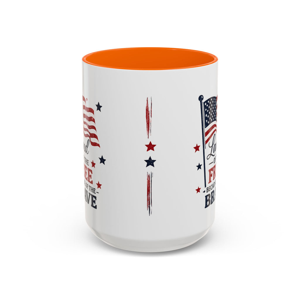 Patriotic Coffee Mug — "Land of the Free Because of the Brave" Accent Mug