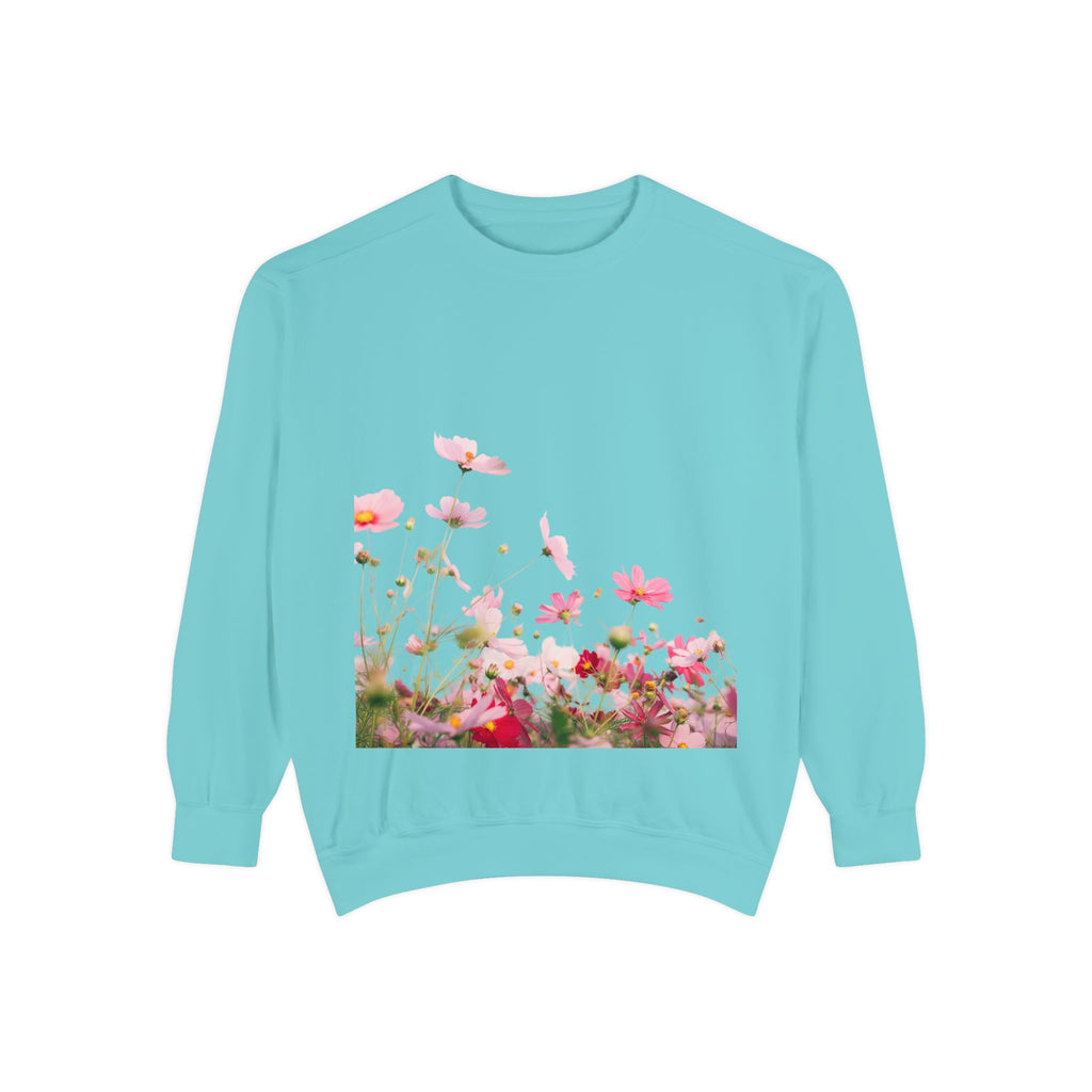 Floral Meadow Sweatshirt — Pink Cosmos Garden Crewneck