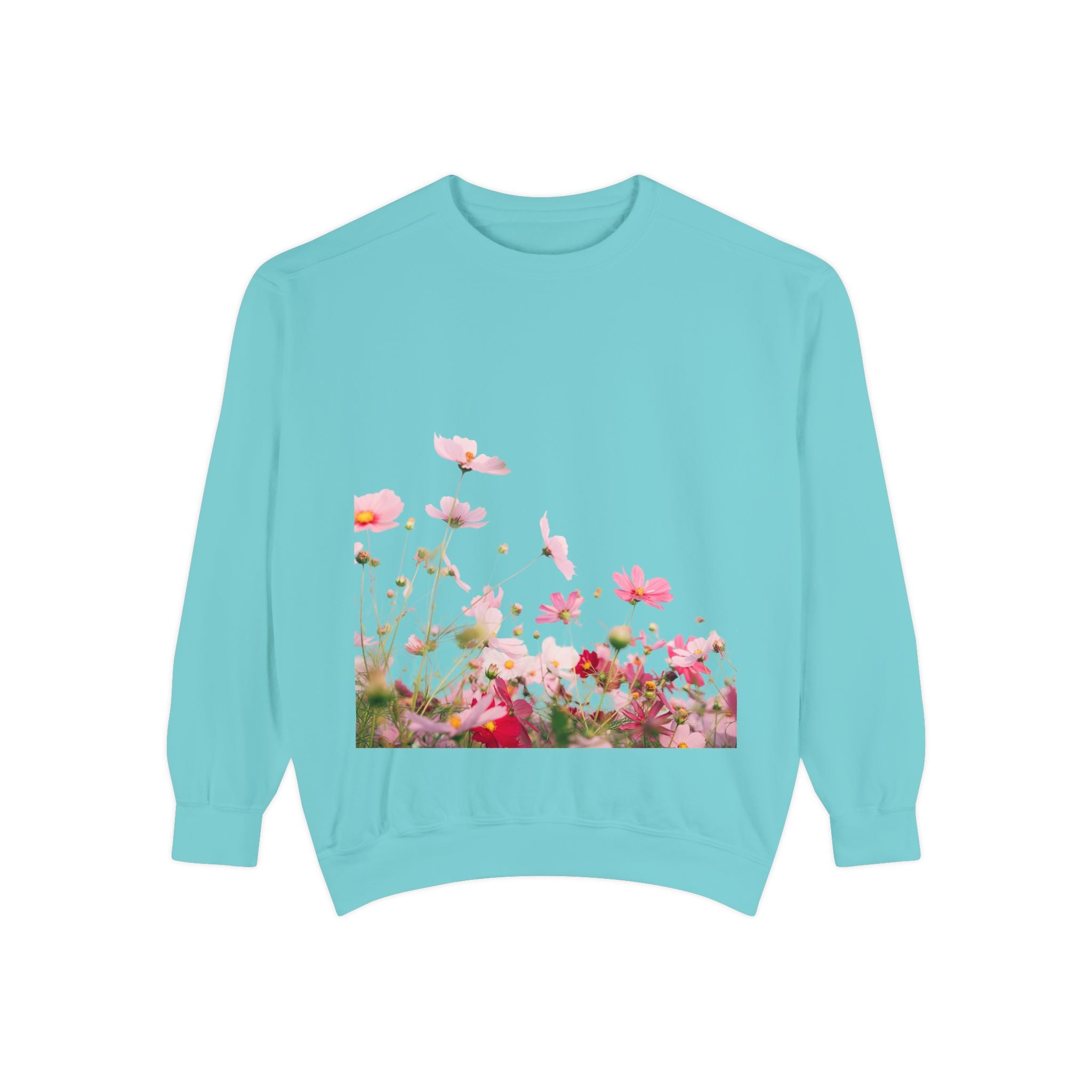 Floral Meadow Sweatshirt — Pink Cosmos Garden Crewneck