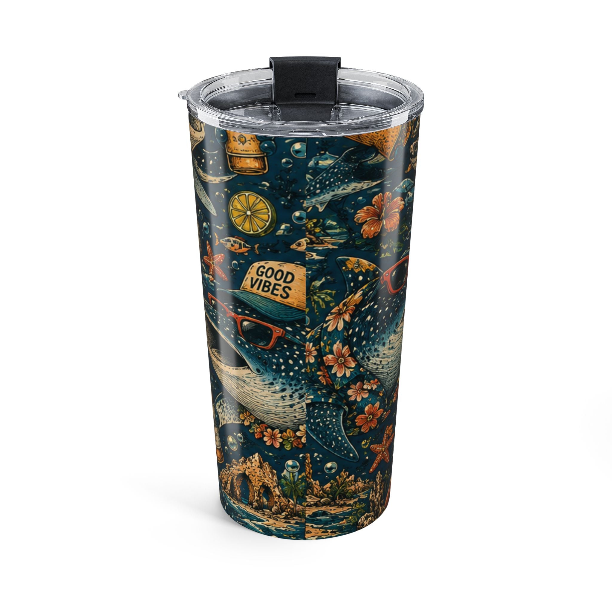 20oz Ocean Whale Tumbler – 'Good Vibes' Underwater Travel Mug
