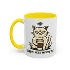 Cat Lover Coffee Mug – Cute Cat Illustration ‘Coffee’ Accent Ceramic Mug (11/15oz)