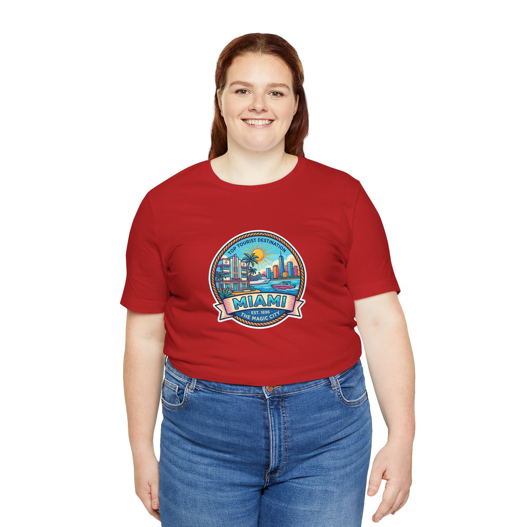 Miami Beach Vintage Logo Tee — Miami Skyline Sunset T‑Shirt