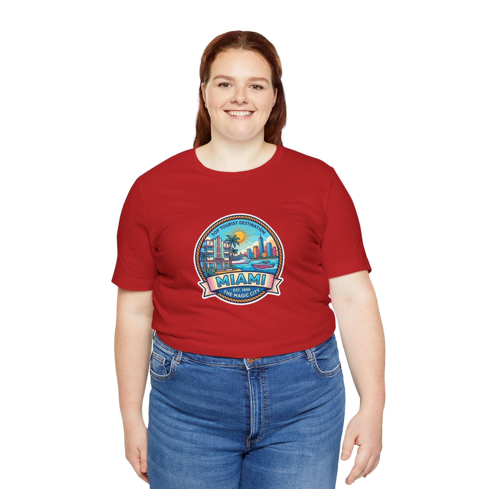 Miami Beach Vintage Logo Tee — Miami Skyline Sunset T‑Shirt