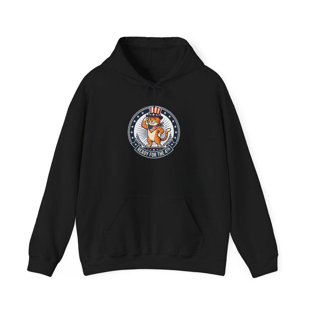 Patriotic Cat Hoodie — "Ready for the Stars" Graphic Pullover
