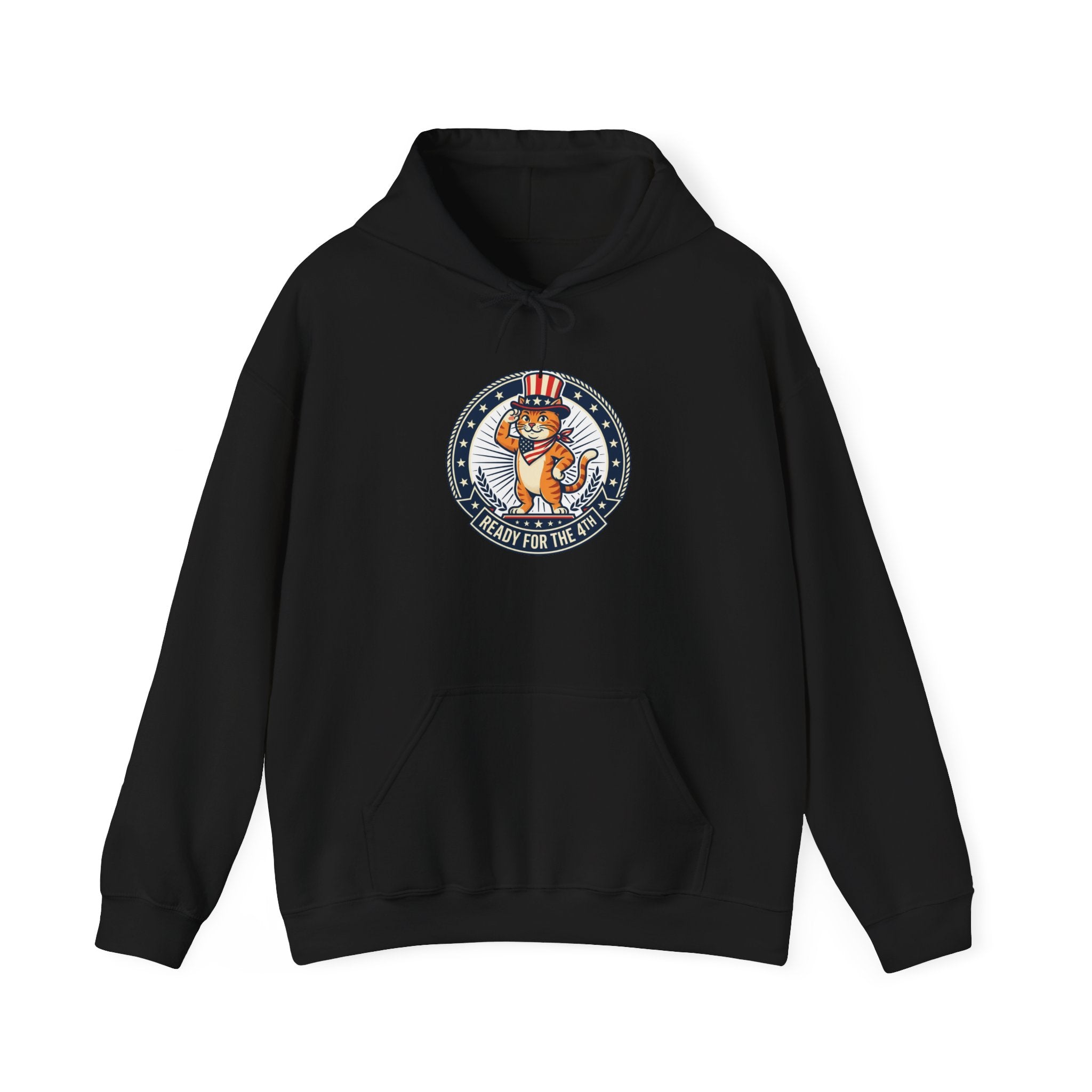 Patriotic Cat Hoodie — "Ready for the Stars" Graphic Pullover