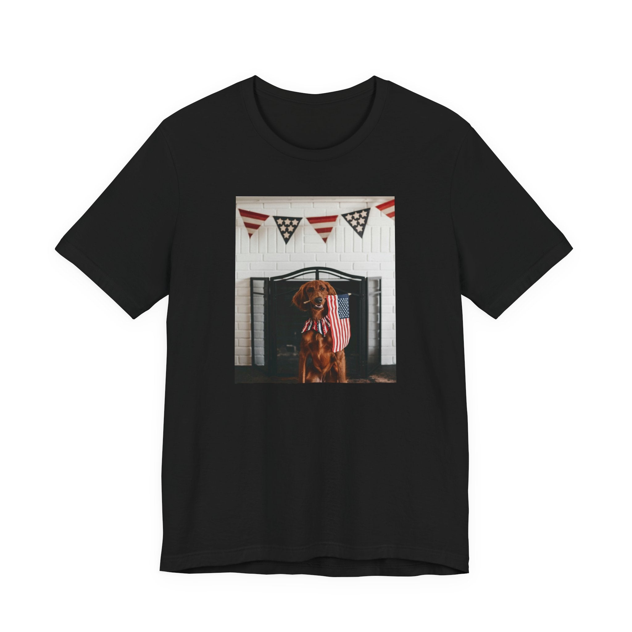 Patriotic Dog T-Shirt - Photo Print with American Flag Bunting