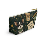 Dog Lover Notes Accessory Pouch — 'Trying My Best' T‑Bottom Makeup Bag