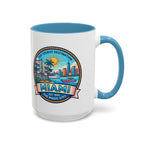 Miami Vintage Travel Accent Coffee Mug – 'Miami' Scenic Beach & Skyline Design (11/15oz)