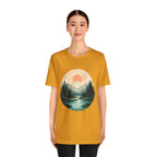 Sunset Mountain Landscape T-Shirt — Scenic Forest River Graphic Tee