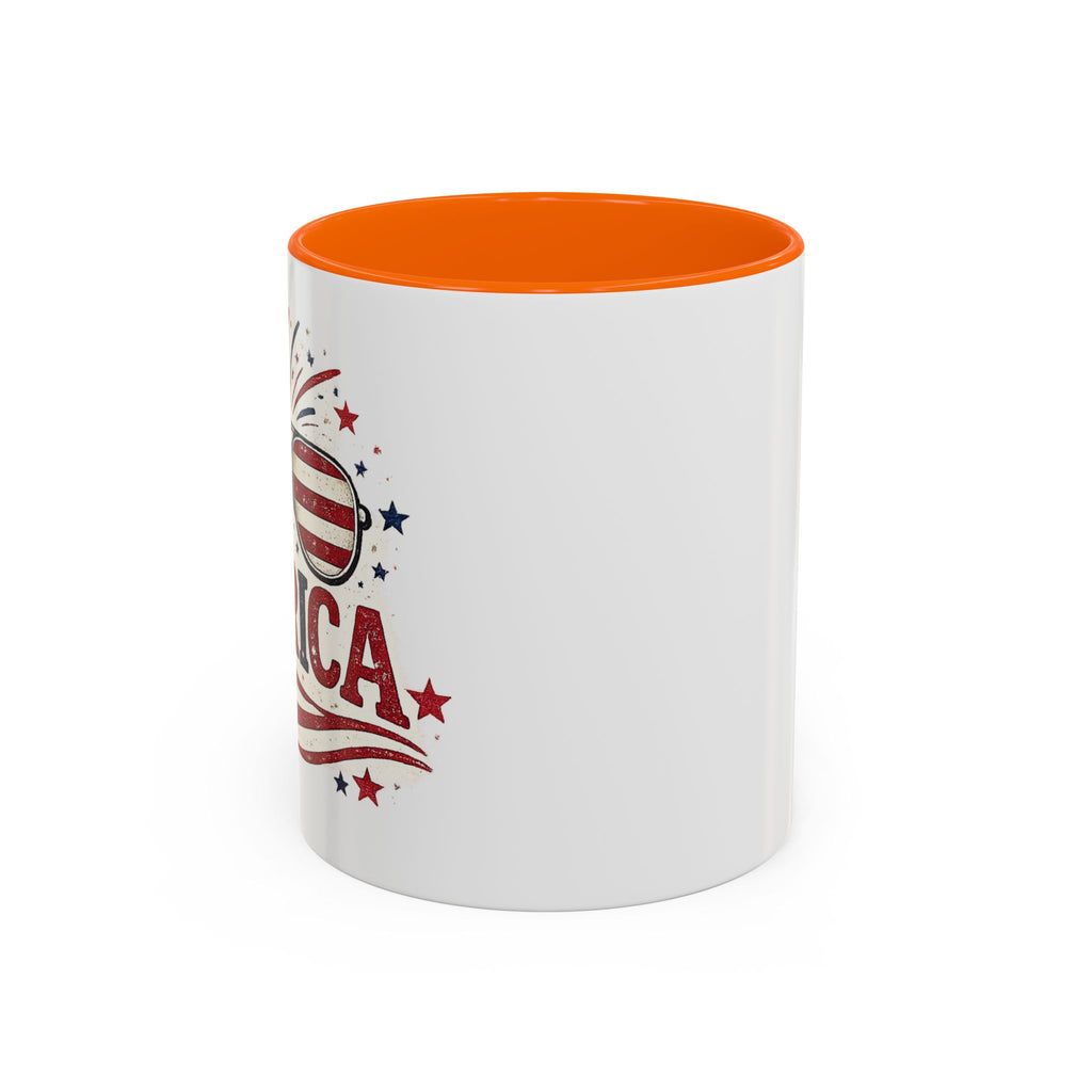 America Flag Accent Coffee Mug - Patriotic 11/15oz Tea Cup