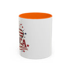 America Flag Accent Coffee Mug - Patriotic 11/15oz Tea Cup