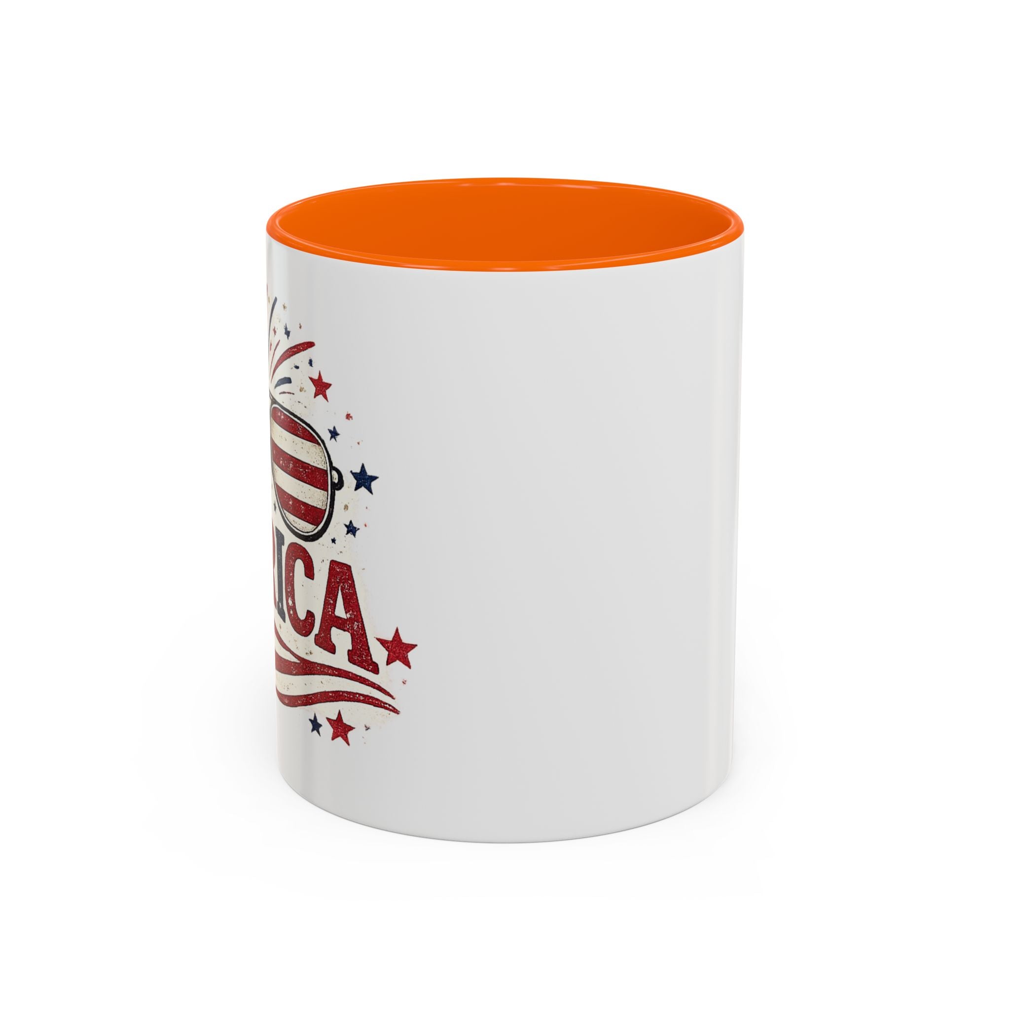 America Flag Accent Coffee Mug - Patriotic 11/15oz Tea Cup